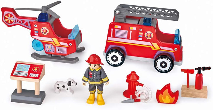 Grossstadt-Feuerwache Spieleset von Hape aus Holz für Kinder ab 3 Jahren