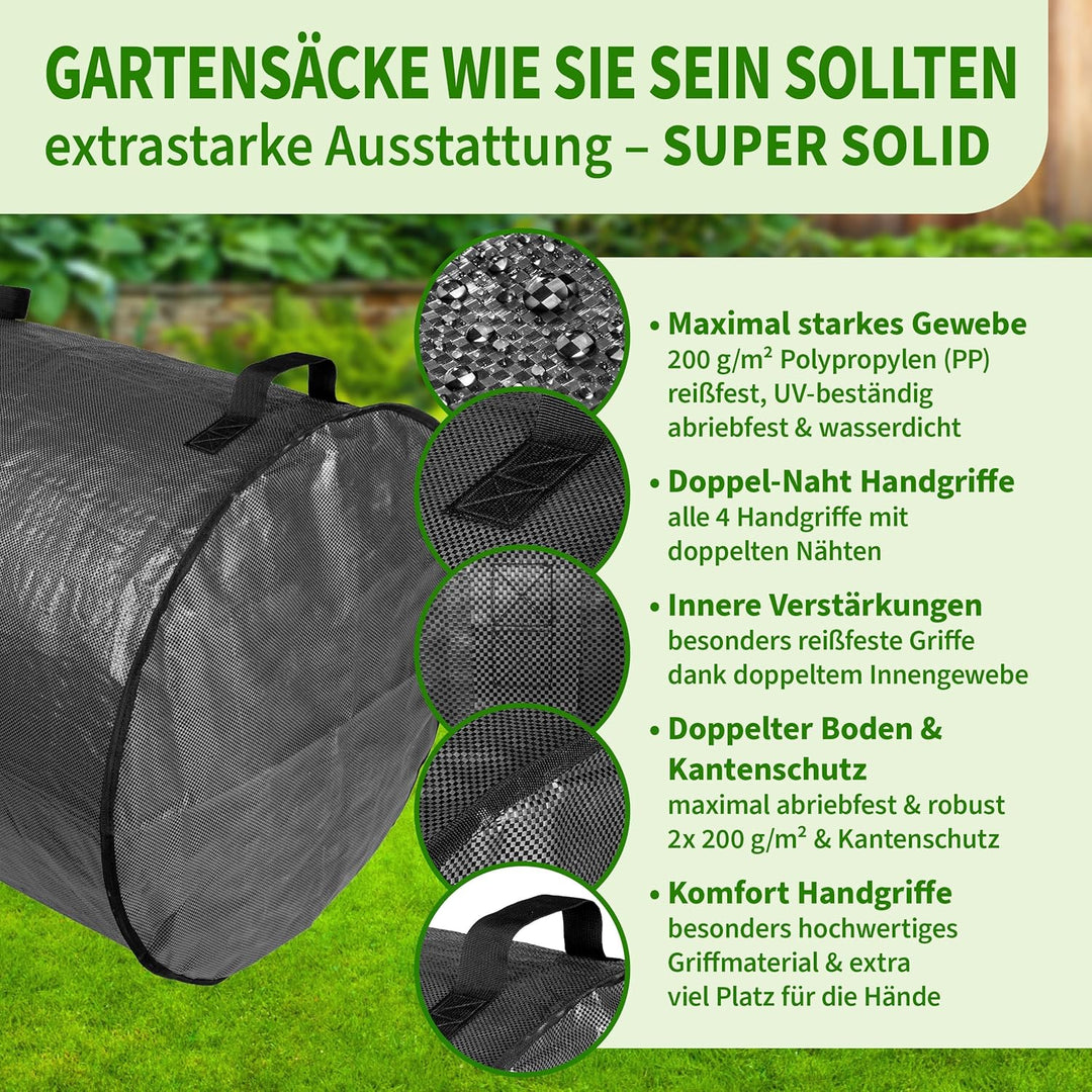 TTL Garden 2x 272L SUPER SOLID Gartensack grau - DOPPELTER BODEN 2x200 gsm extra stabil & reissfest