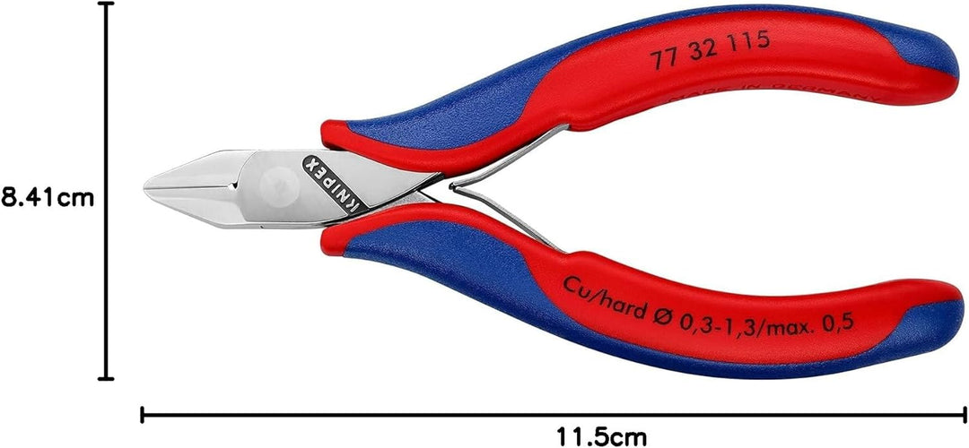 Knipex Elektronik-Seitenschneider mit Mehrkomponenten-Hüllen 115 mm (SB-Karte/Blister) 77 32 115 SB