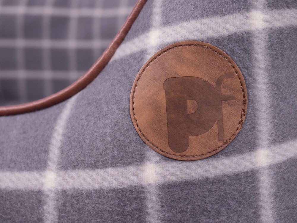 Petface Graues Körbchen aus Fleece mit Karos, rechteckig, S Graues S, Graues S