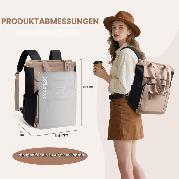 Rucksack Damen, Laptop Rucksack 16 Zoll, Tote Bag Arbeitstasche Backpack Women Gross, Rucksäcke Eleg