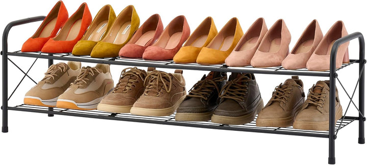 Hoctieon Schuhregal im Netz-Stil mit 2 Ebenen, Schuhregal für den Eingangsbereich, Schuhaufbewahrung