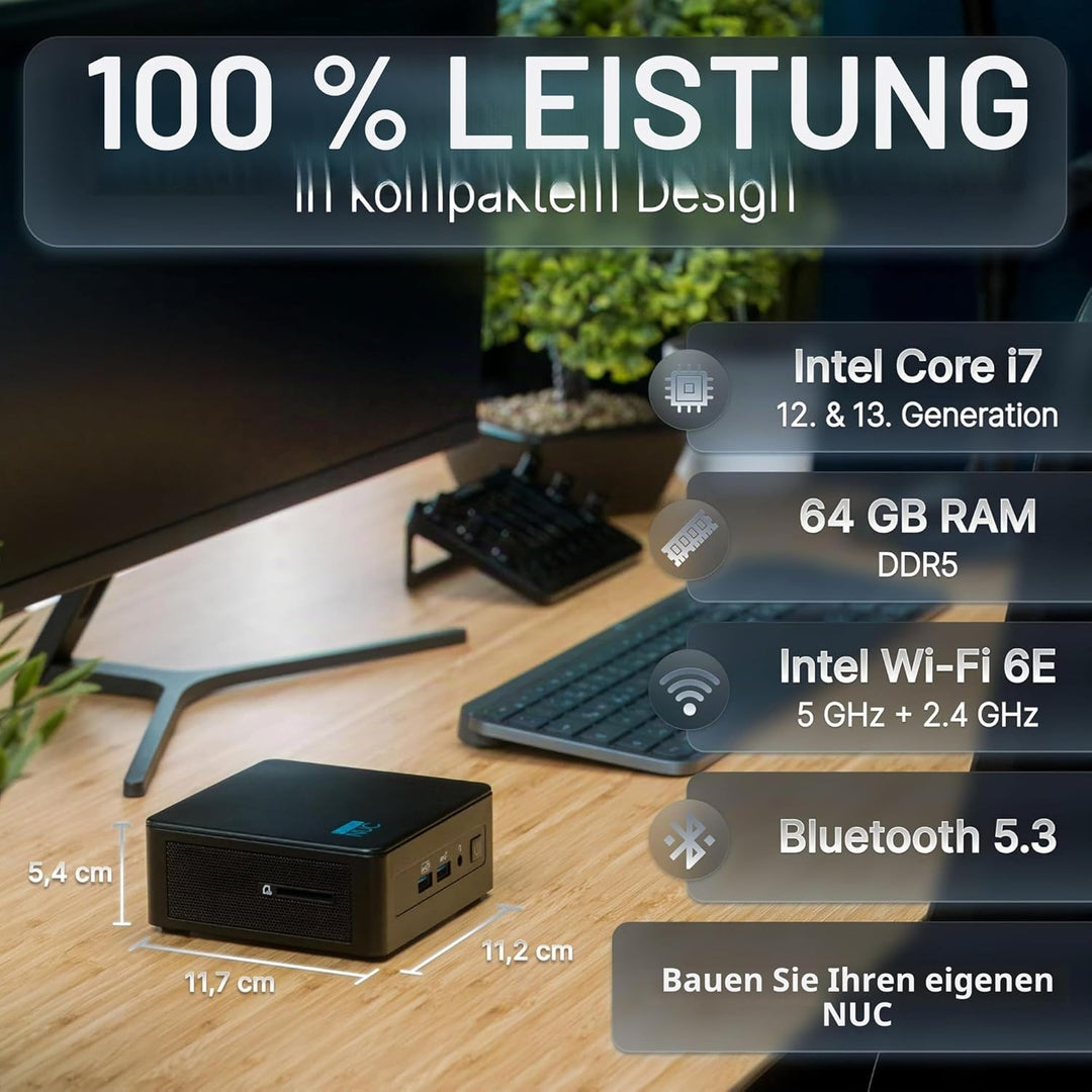 Pro Intel® Core-i7 13. Gen. • NUC13 Pro Barebone • 10 Kerne, bis zu 5,0GHz • Thunderbolt 4 • WiFi 6E