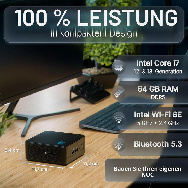 Pro Intel® Core-i7 13. Gen. • NUC13 Pro Barebone • 10 Kerne, bis zu 5,0GHz • Thunderbolt 4 • WiFi 6E