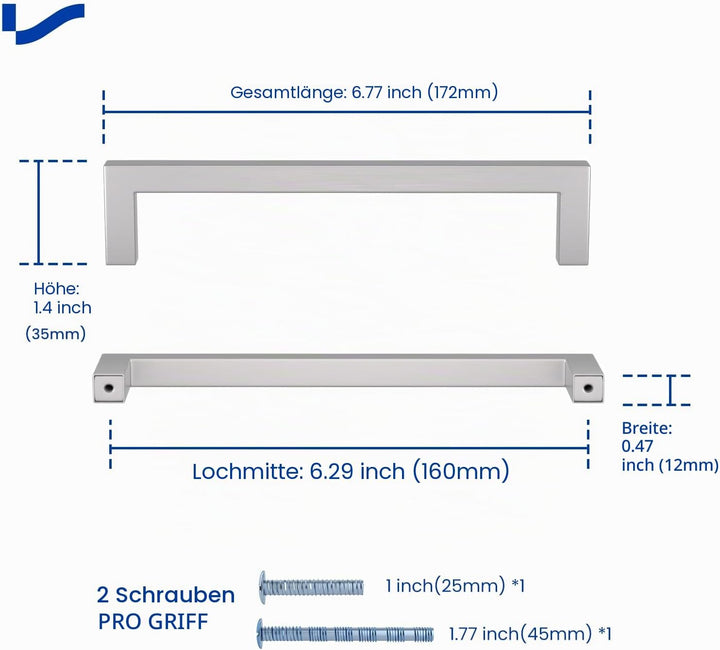 LONTAN 15 Stück Möbelgriffe Edelstahl 160mm lochabstand Griffe für Küchenschränke Küchengriffe Schra