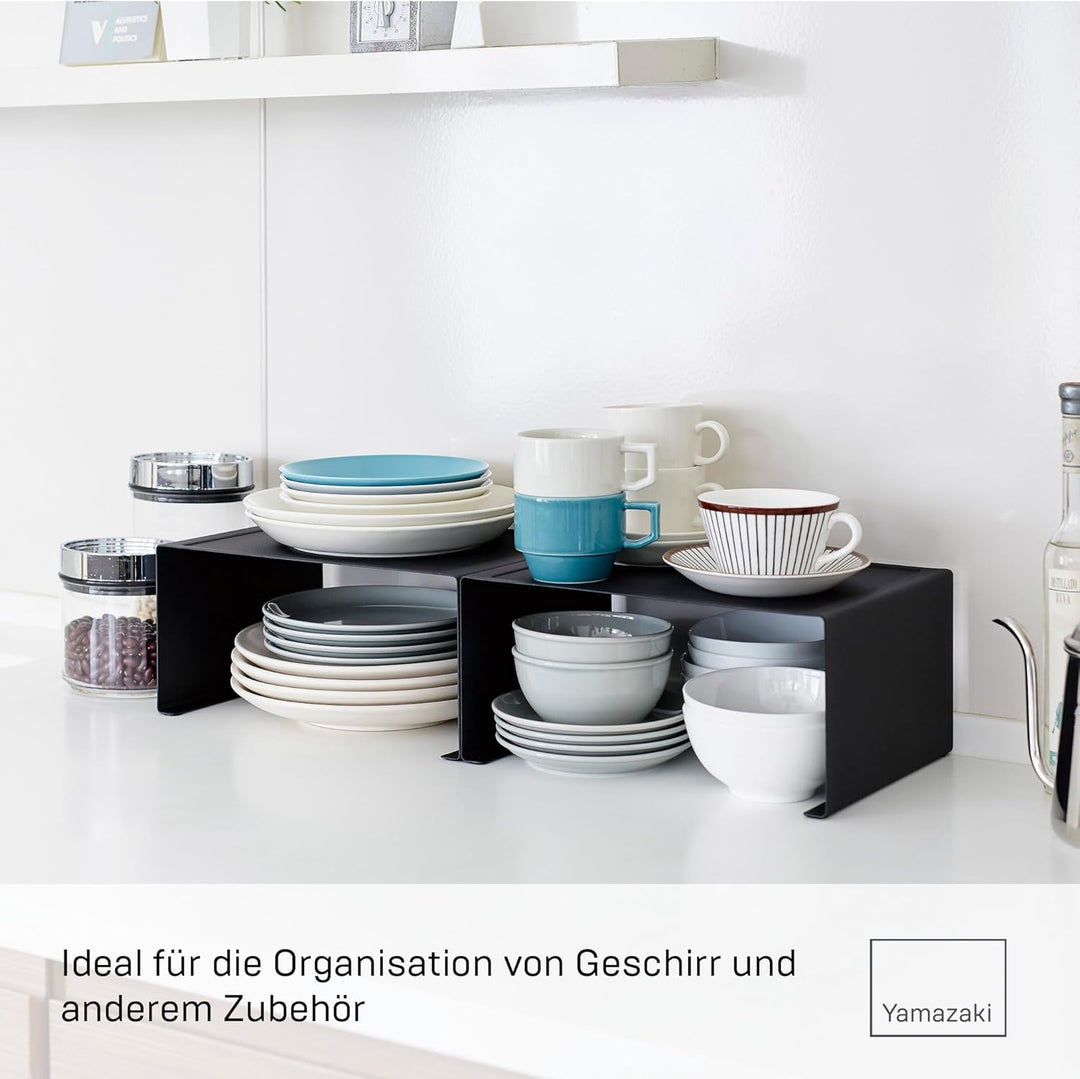 Yamazaki 3792 TOWER Stapelbares Küchenregal, schwarz, Stahl, Minimalistisches Design, Schwarz