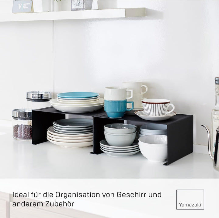 Yamazaki 3792 TOWER Stapelbares Küchenregal, schwarz, Stahl, Minimalistisches Design, Schwarz