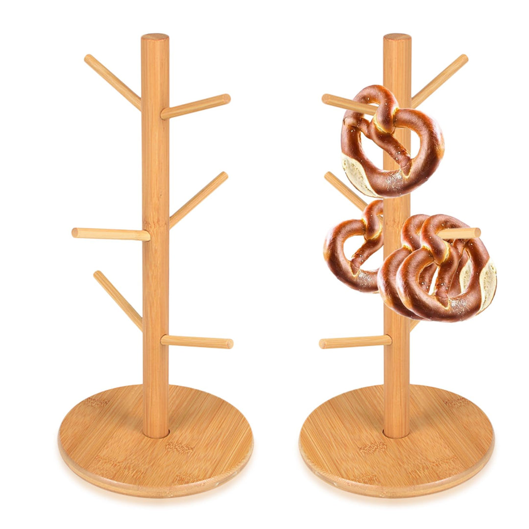 2 Stück Brezelständer Holz, 16x36cm Brezenständer 6-armig Vielseitig als Tassenständer Wurstständer