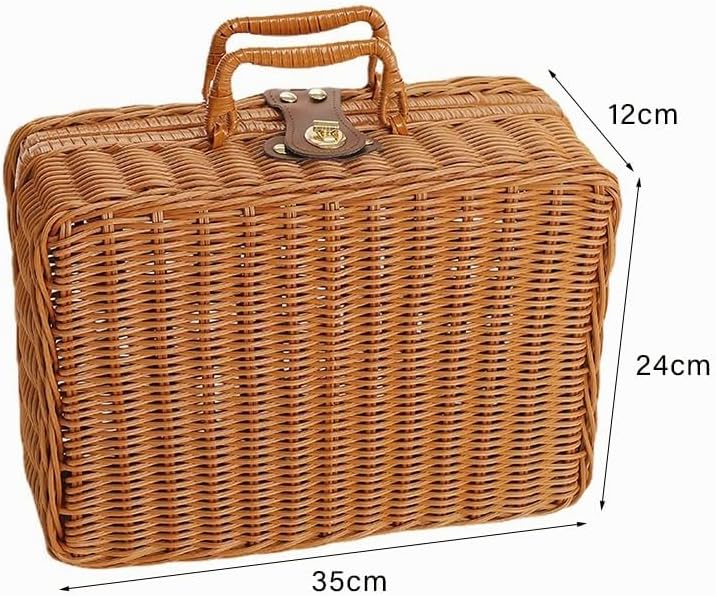 Weidengeflecht Picknickkorb, Retro Gewebte Picknickbox, Kunststoff Rattan Koffer Picknickkorb mit Gr