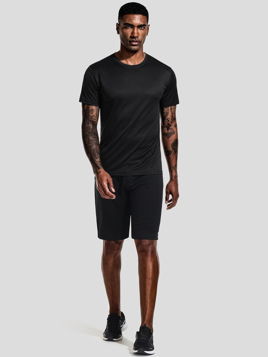 Teesmen T-Shirt Für Herren Kurzarm Rundhals Einfarbige Sport Basic Männer 5er Polyester Oder Baumwol