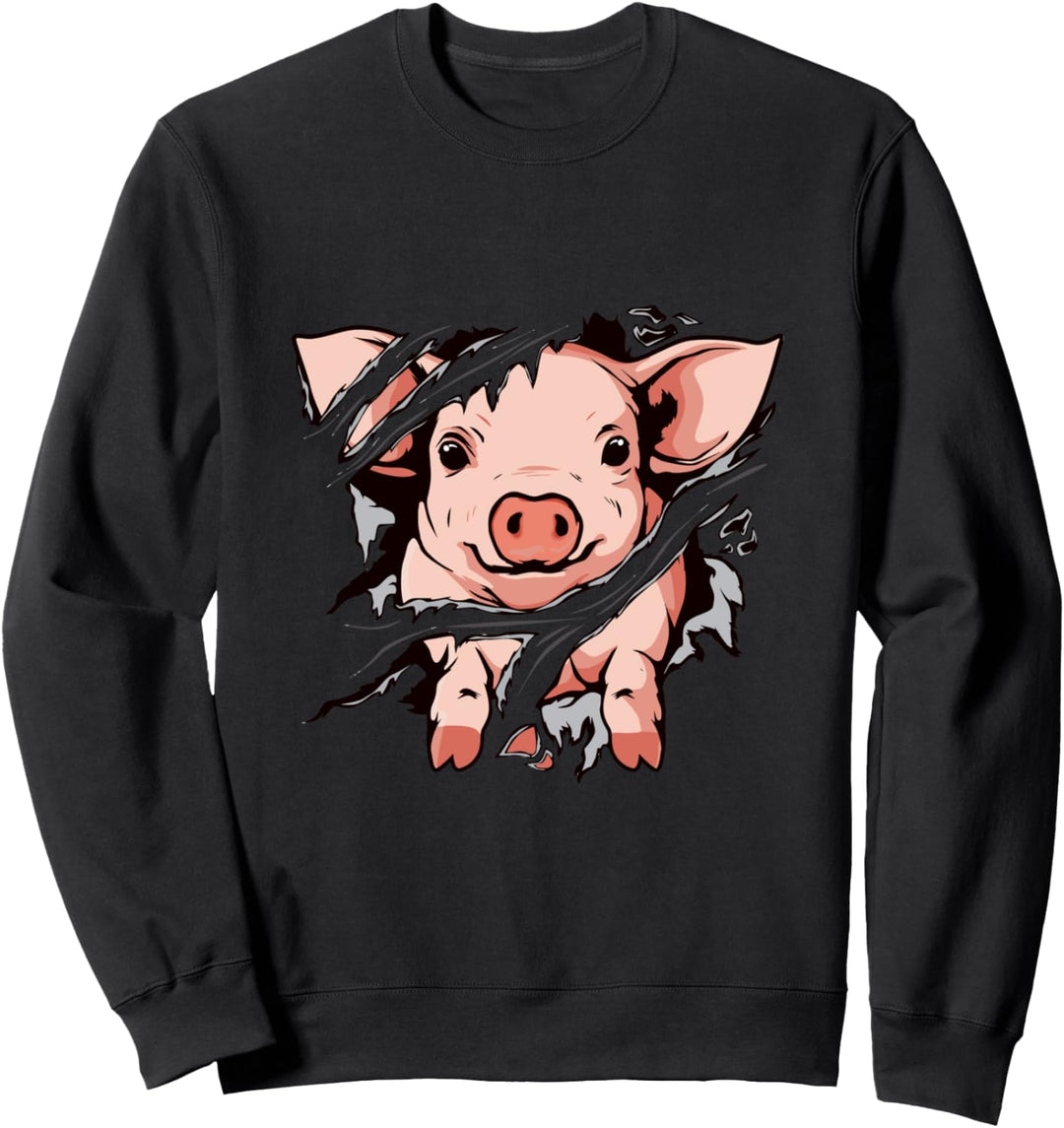 Schwein zerrissene Kleidung Ferkel Landwirt Schweine Sweatshirt