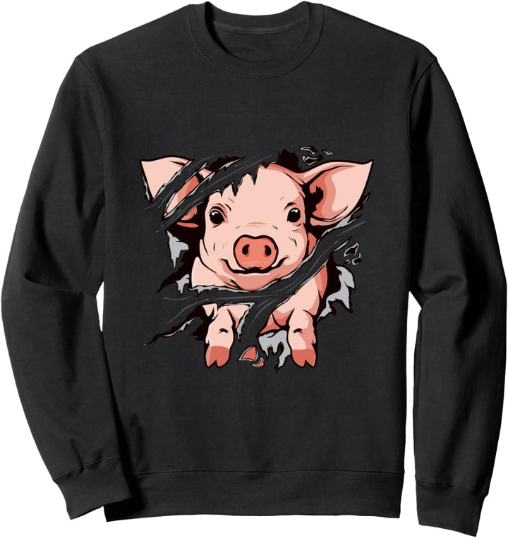 Schwein zerrissene Kleidung Ferkel Landwirt Schweine Sweatshirt