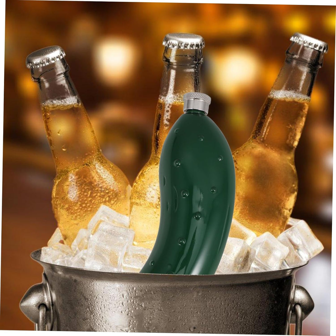 UTHCLO Edelstahl Flasche Im Gurken-design Tragbare Trinkflasche Für Whiskey Wasser Und Mehr Für Reis