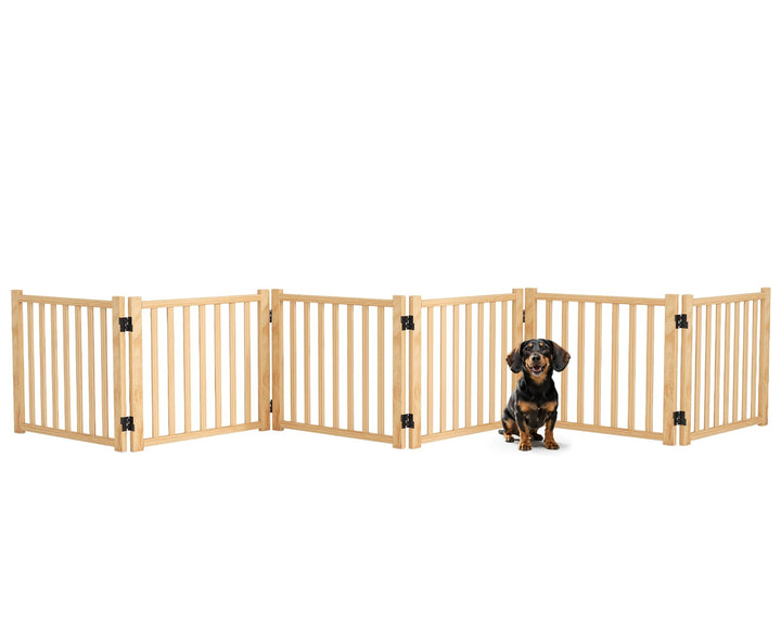 Lackfreies Naturholz-Hundeabsperrgitter, 6-teilig faltbar &amp; 360° drehbar – Sicher als Welpen- und Ki