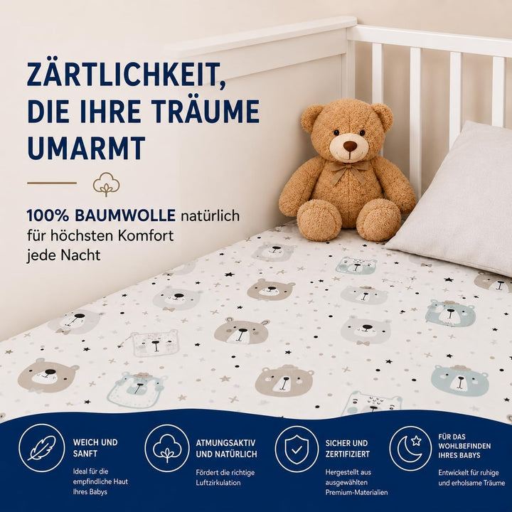 FlyIdeas Next 2 Me Spannbettlaken Beistellbett 83x50 cm, 2 STK. - 2 Spannleintuch Matratzenschoner f