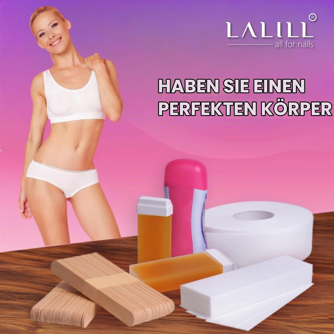 LALILL Vlies auf 1 Rolle für Wachs - WAX, weiss, 100 m x 7 cm - Vliesrolle für Warmwachs, Zuckerwach