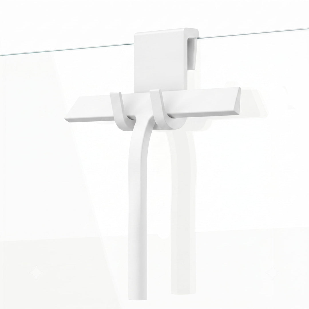 Duschabzieher Silikon Weiss 23 cm Wischbreite - Scheibenabzieher mit Halterung - Duschkabinenabziehe