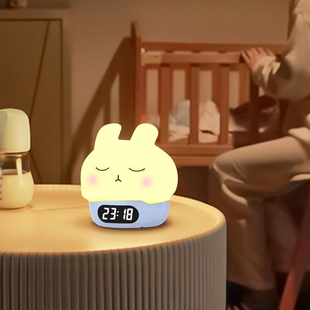 Bunny Alarm Clock, Rabbit Night Light, Sleep Training Alarm, Silicone Pat Light, Kids Wake Up Lamp,