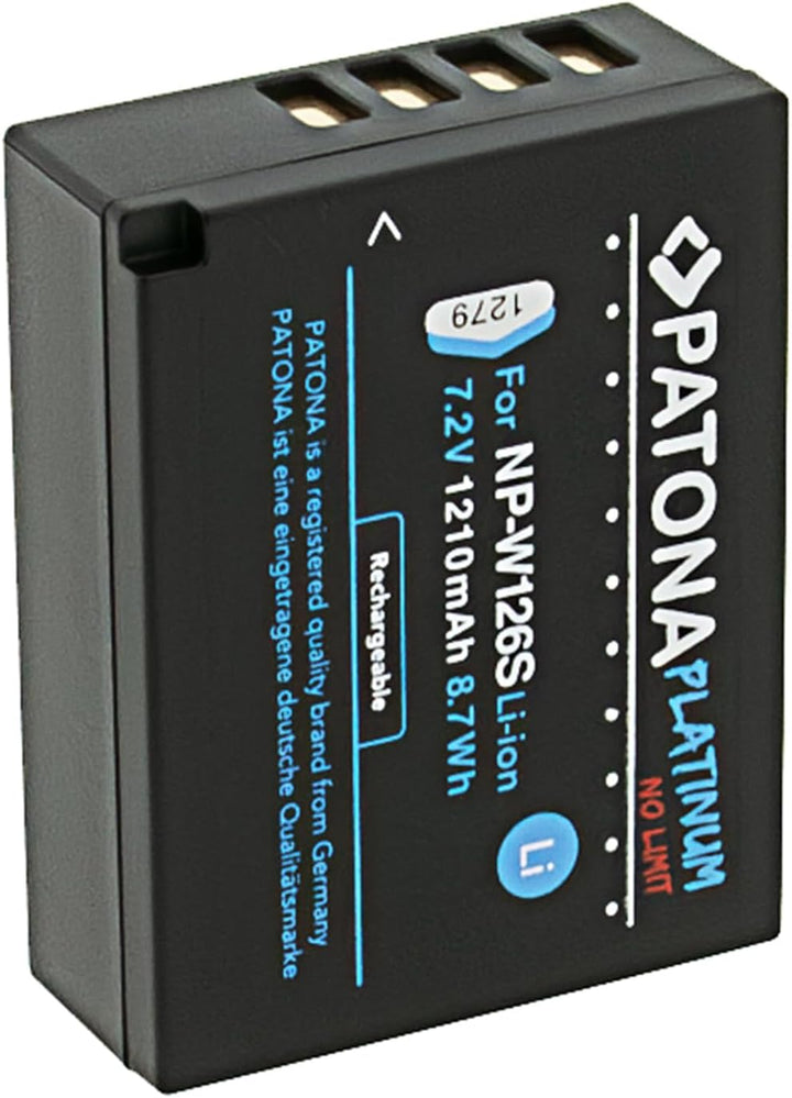 PATONA 2X Platinum Akku NP-W126S Kompatibel mit Fujifilm FinePix HS30EXR, HS33EXR, HS50EXR, X-T20, X