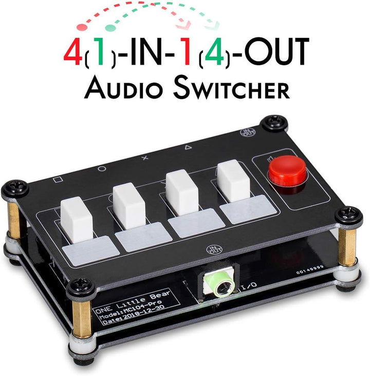 Nobsound Little Bear 4 Wege Audioschalter 3,5-mm Passiv Audio-Umschalter Mini Stereo AUX Audio Wahls