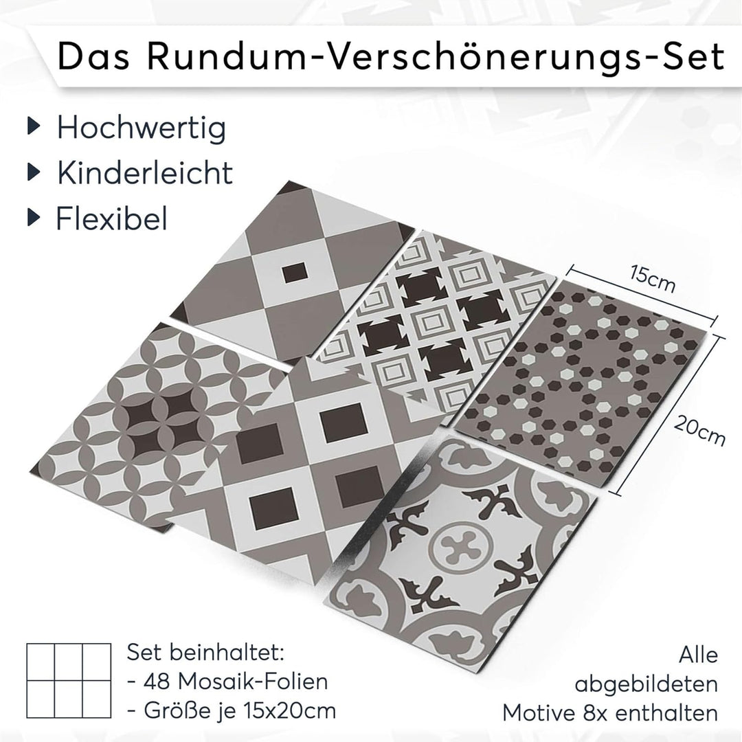 CREATISTO Klebefliesen Stickerfliesen Fliesenfolie - Hochwertige Aufkleber Sticker für Fliesen I Kle
