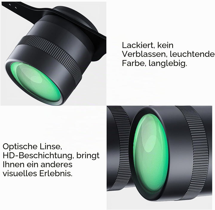 Freihändige Fernglasbrille, Optisches Glas mit 10-fachem Zoom und 3 Farbfiltern, Opernglas für Angel