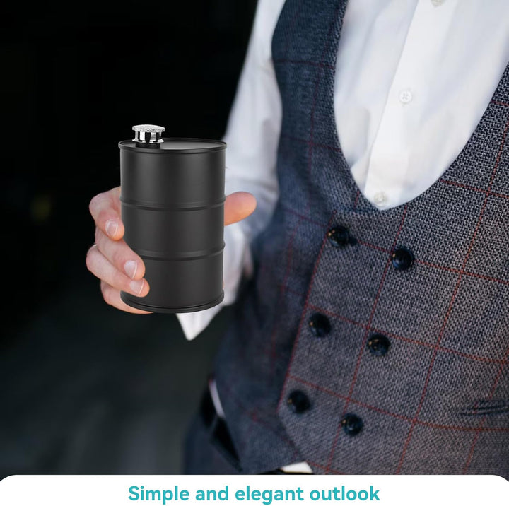 Cyrank Flachmann Edelstahl, Klein Flachmann Benzin-Kanister Optik, Taschen-Flasche Trink-Flasche Für