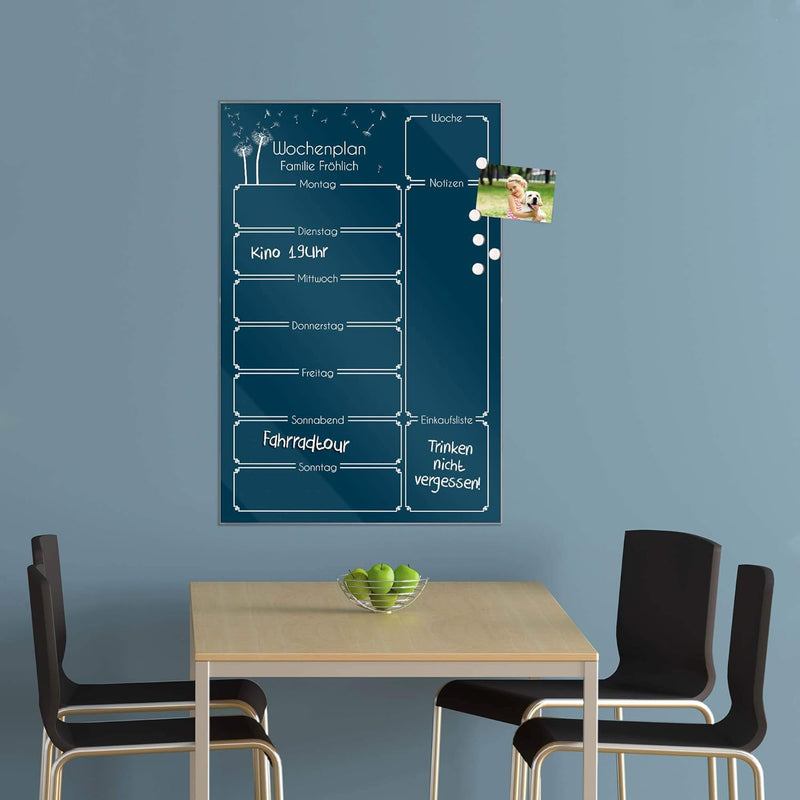 BANJADO Kalender beschreibbar aus Glas | Familienkalender 60cm x 40cm gross | Planer abwischbar mit