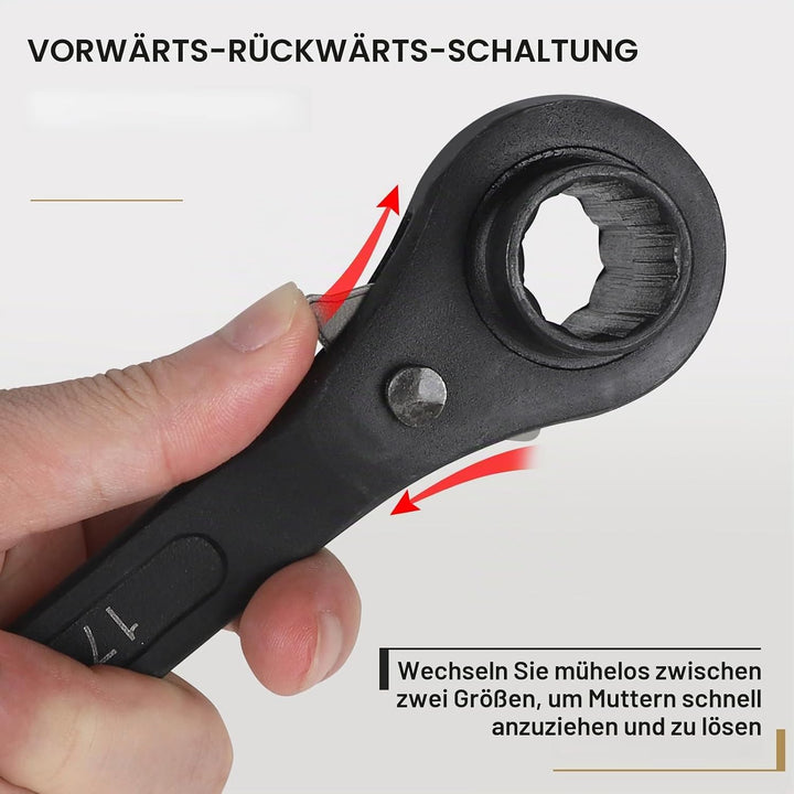 efuturetime 2x Gerüstschlüssel, Gerüstbauratsche Umschaltbar Set, 17/19mm Ratsche Gerader Griff +19/