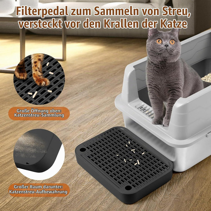 Katzentreppe, Katzentoilette Rampenmatte mit Filterfunktion, Katzenklo Stufen für automatische selbs