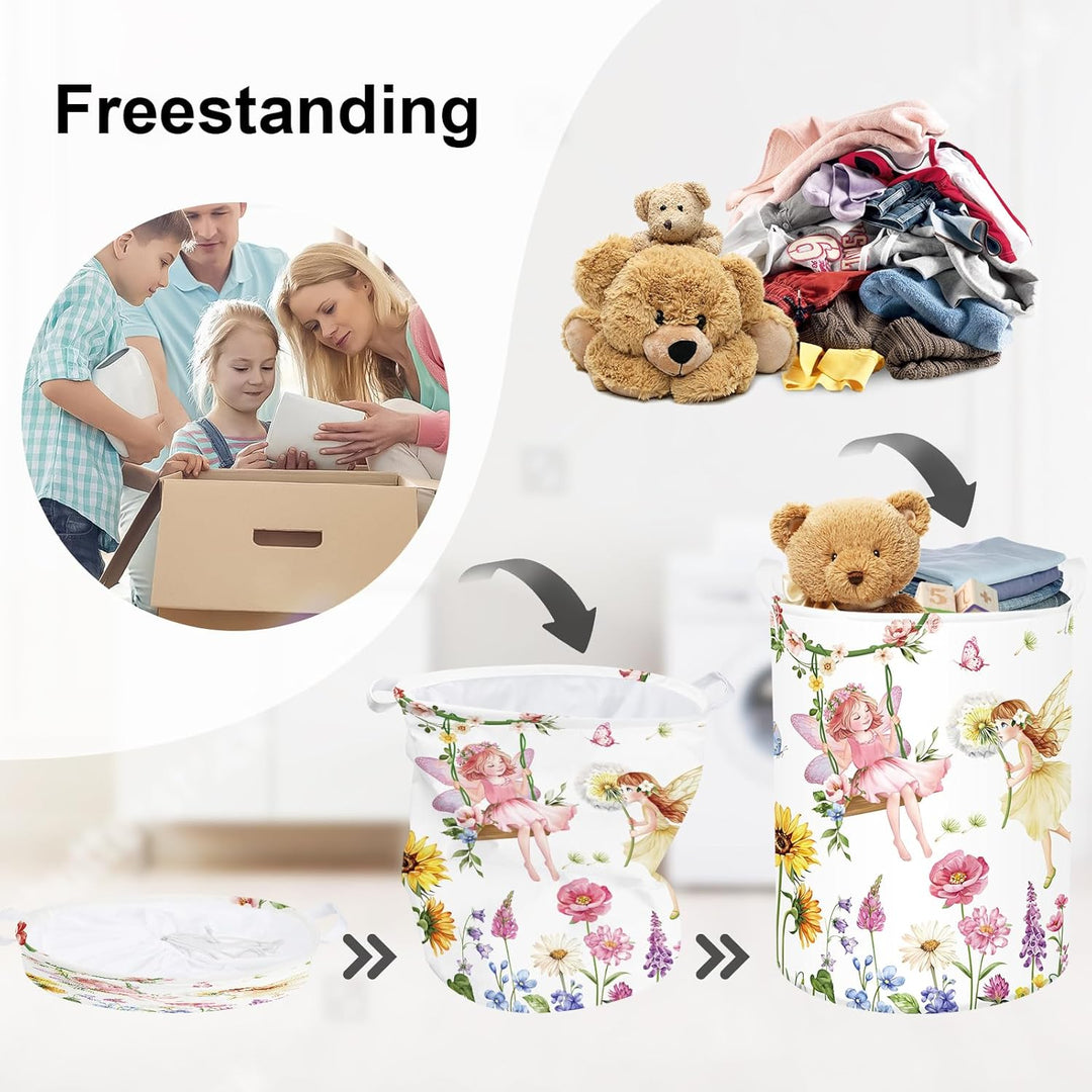 Entzückende Prinzessin Gross Wäschekorb Schmetterling Blume Stoff Aufbewahrungskorb Kleidung Spielze