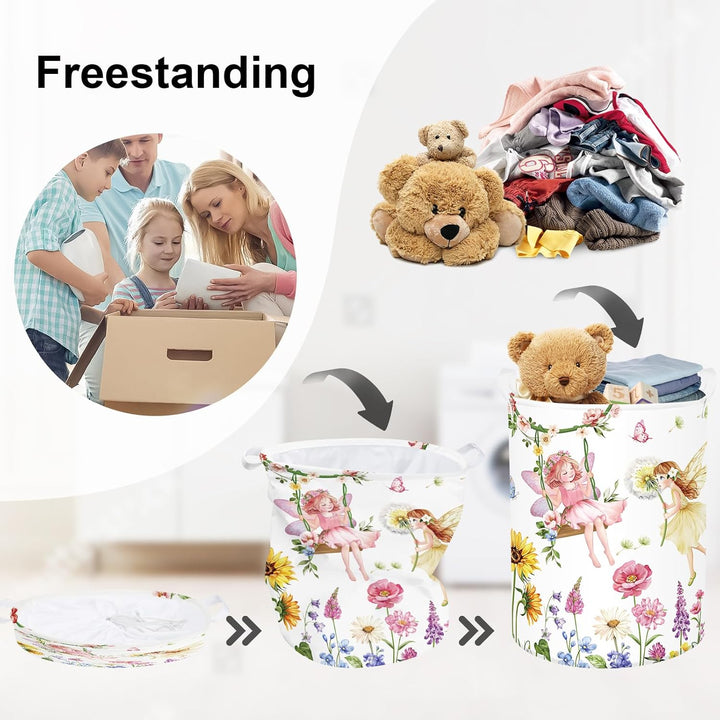 Entzückende Prinzessin Gross Wäschekorb Schmetterling Blume Stoff Aufbewahrungskorb Kleidung Spielze