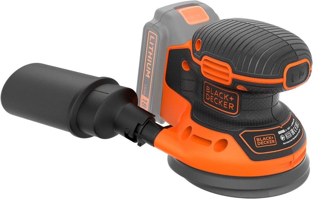 Black+Decker BDCROS18N Akku-Exzenterschleifer / Schleifmaschine (18V, mit Staubfangbehälter, zum Sch