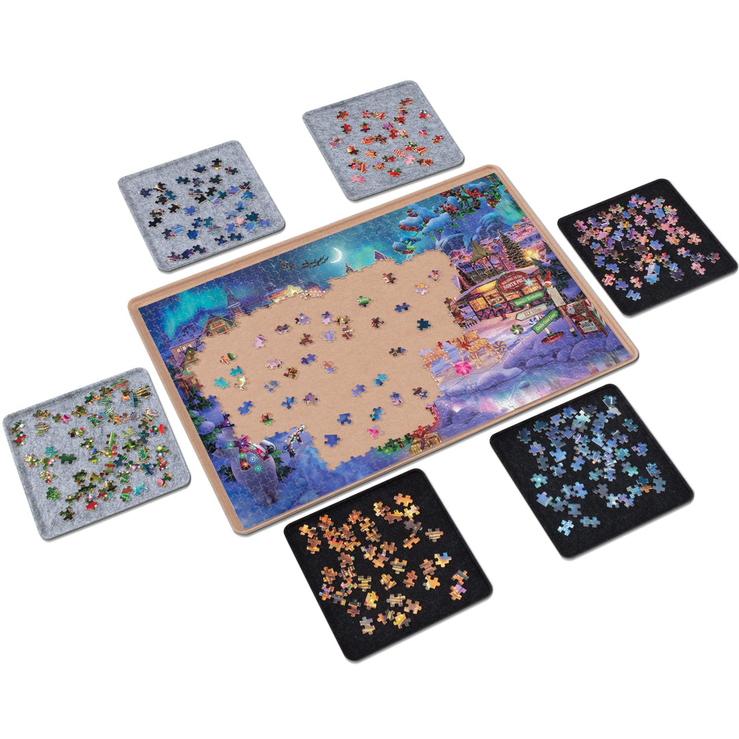 Lavievert Jigsaw Puzzle Brett zur Puzzle Aufbewahrung mit 6 Sortierfächern für bis zu 1000 Teile – K