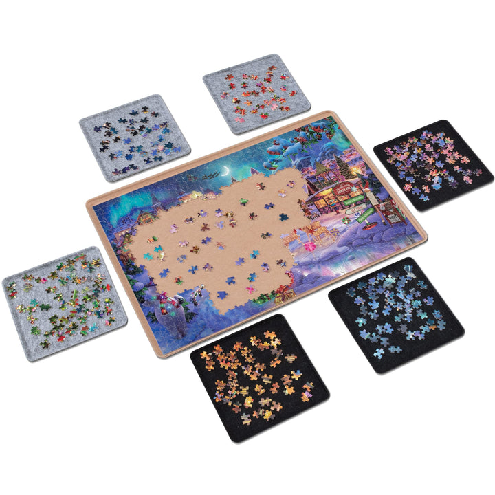 Lavievert Jigsaw Puzzle Brett zur Puzzle Aufbewahrung mit 6 Sortierfächern für bis zu 1000 Teile – K