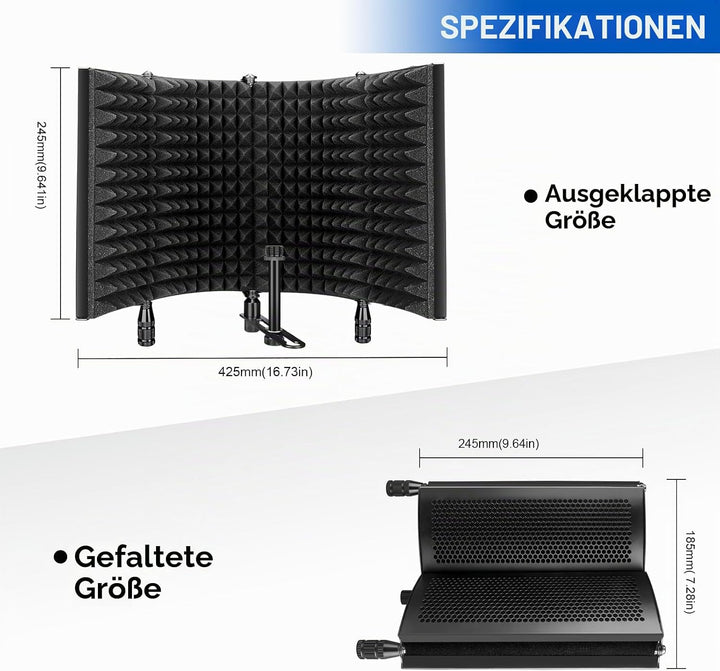 Aokeo Mikrofon Pop Filter mit Absorbierender Schaumschicht Schallabsorbierend Mikrofonisolationsschi