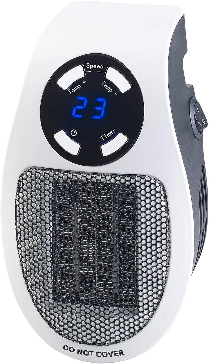 Sichler Haushaltsgeräte Steckdosenheizung: Steckdosen-Keramik-Heizlüfter mit Thermostat, Timer, Disp