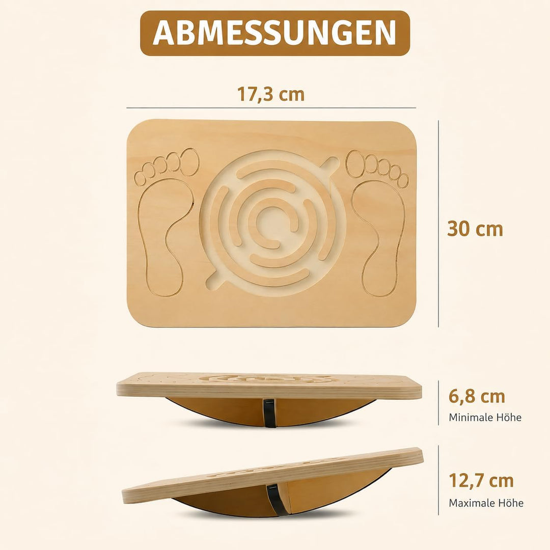 Balance Board Holz mit Labyrinth, Naturholzfarbe