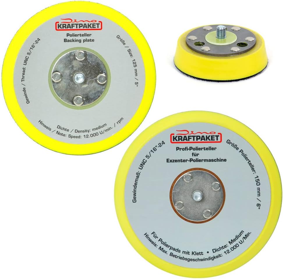 Dino KRAFTPAKET Bundle 75mm + 125mm + 150mm Stützteller mit 5/16-24 Gewindemass, Polierteller mit Kl