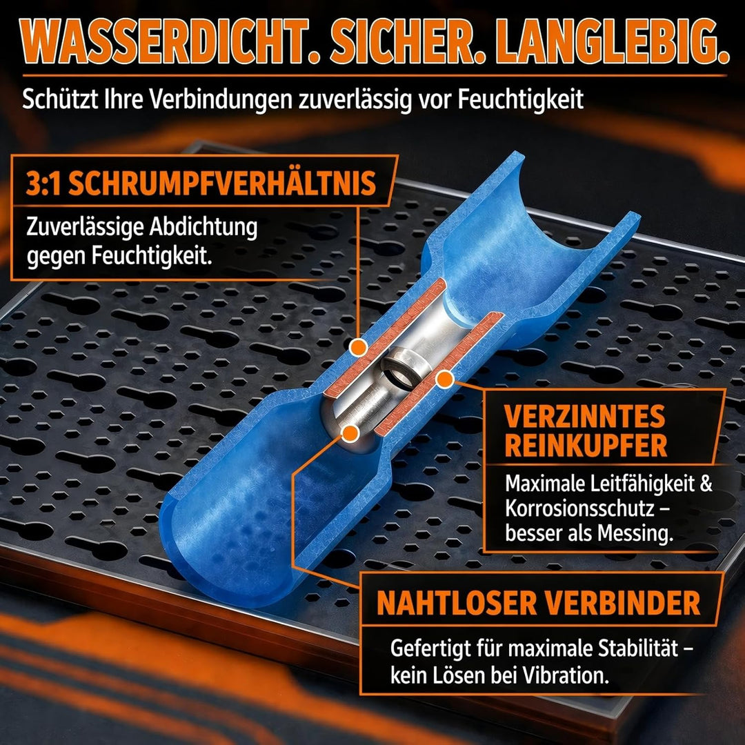 PEBA Crimpzange Set mit Stossverbindern, Schrumpfverbinder & Kabelverbinder Set, IP67 wasserdicht, v