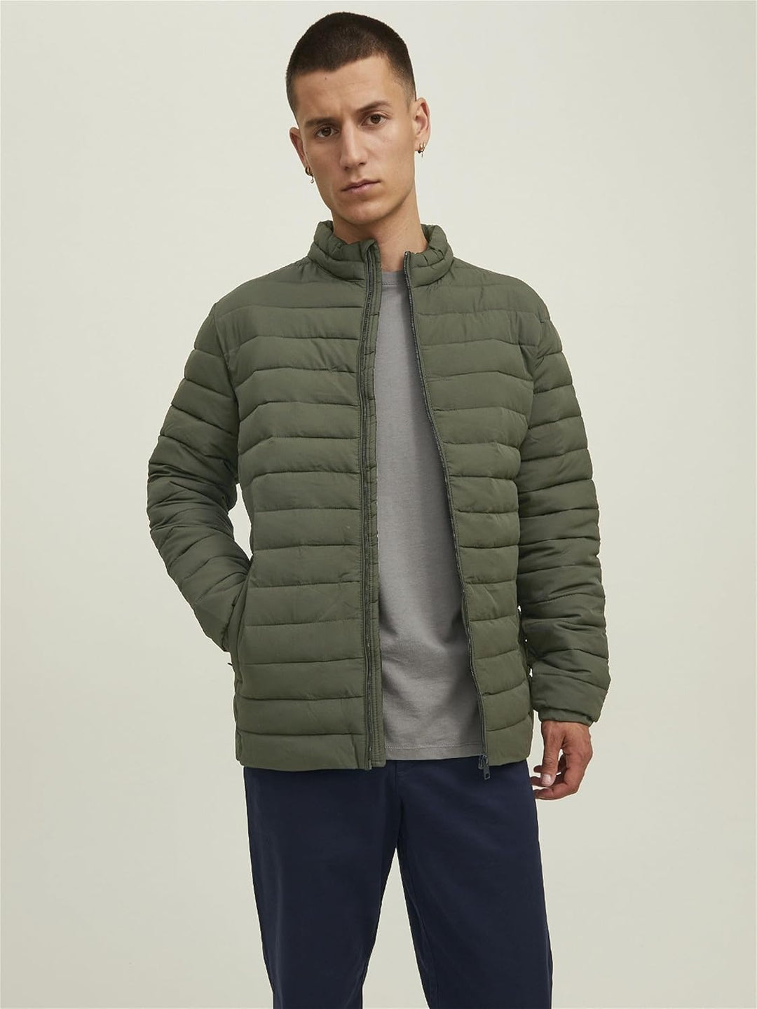 JACK & JONES Herren Leichte Steppjacke | Basic Übergangsjacke Wattiert | Blouson ohne Kapuze JJERECY