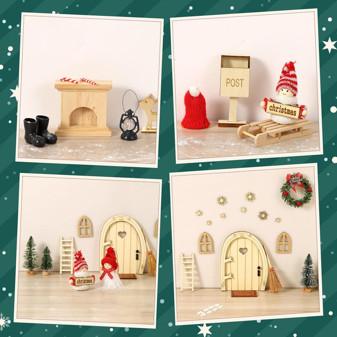 Fulasofia Wichteltür Set 64 PCS, Wichtel Zubehör Weihnachten, Wichtel Baustelle Set, Weihnachtswicht