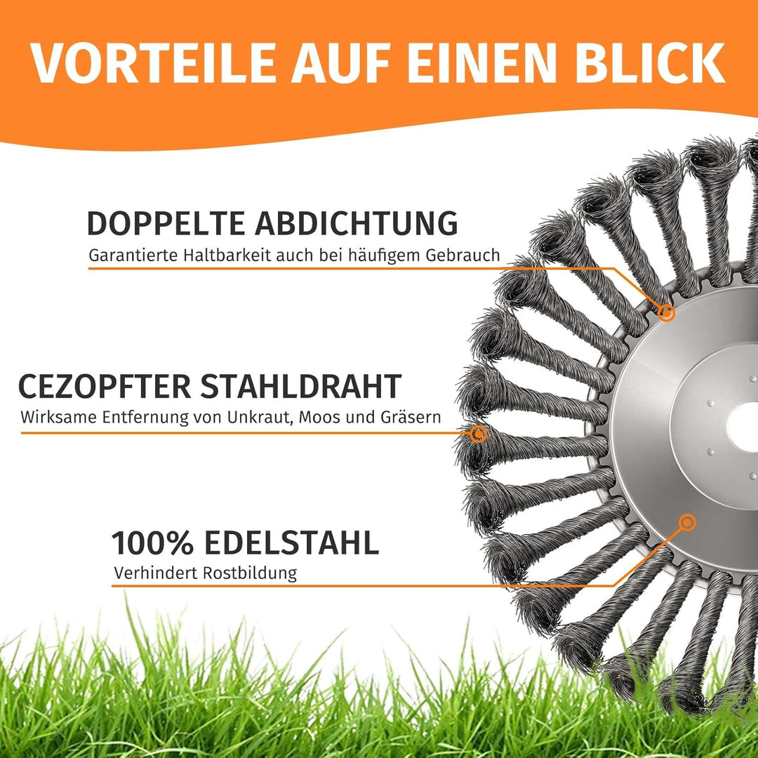 Profi Unkrautbürste für Freischneider, 25,4 mm wildkrautbürste, Drahtbürste Für Freischneider Unkrau