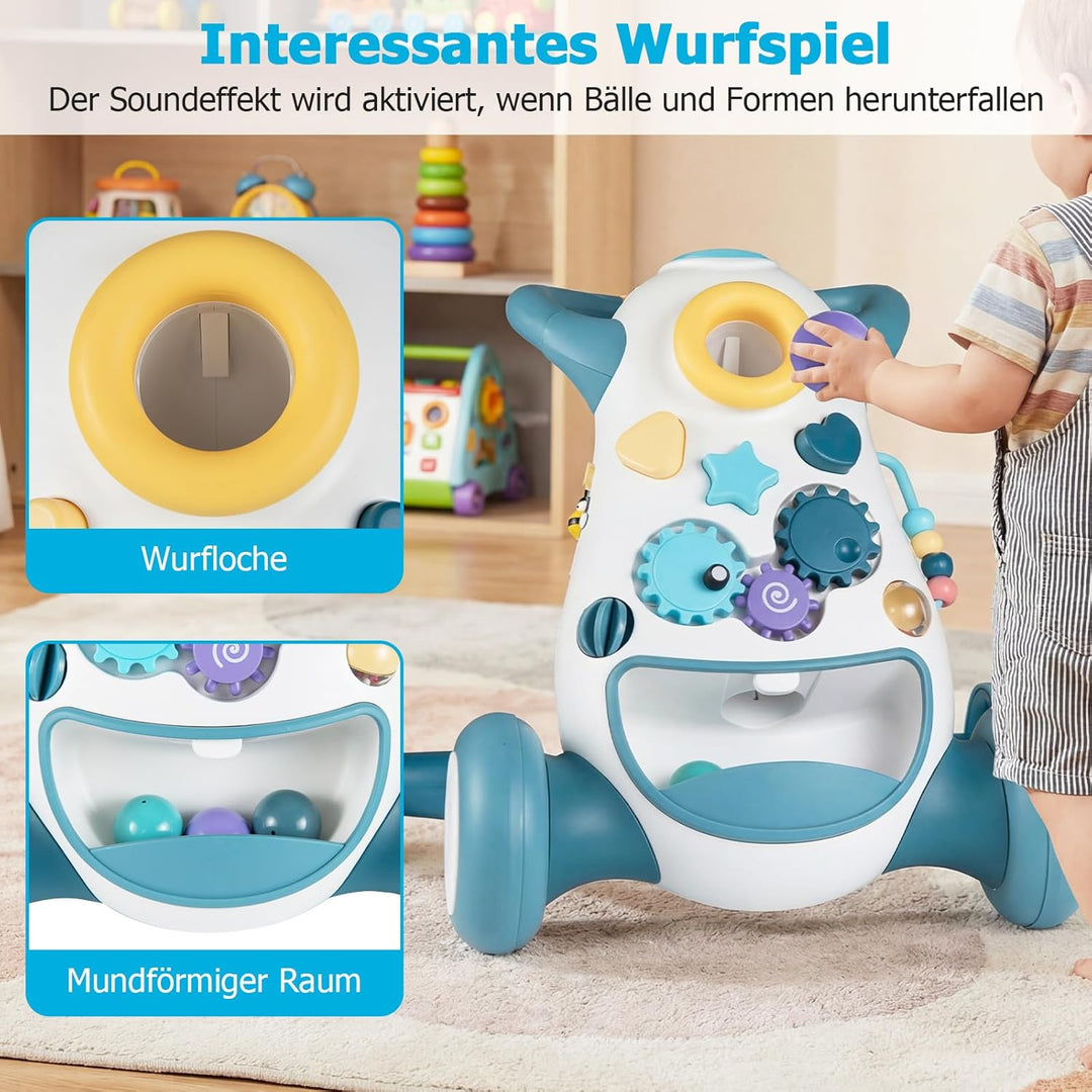 COSTWAY Lauflernwagen Baby, Lauflernhilfe mit Musik & Licht, Laufhilfe mit Formensortierer, Zahnräde
