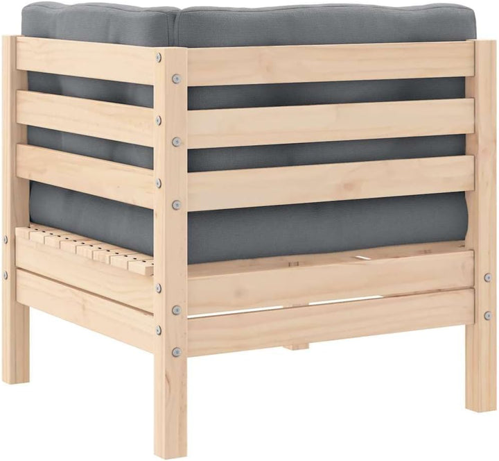 vidaXL Garten Ecksofa, Modular Gartenmöbel mit Grauen Kissen, Sofa Lounge Sessel für Garten Terrasse