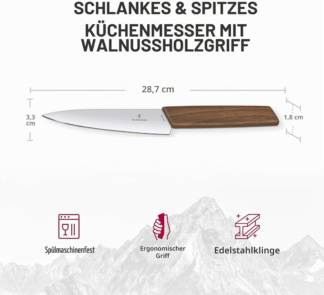 Victorinox, Swiss Modern, Profi Officemesser, Extra Scharfe Klinge, gerader Schliff, 15 cm, Edler Ho