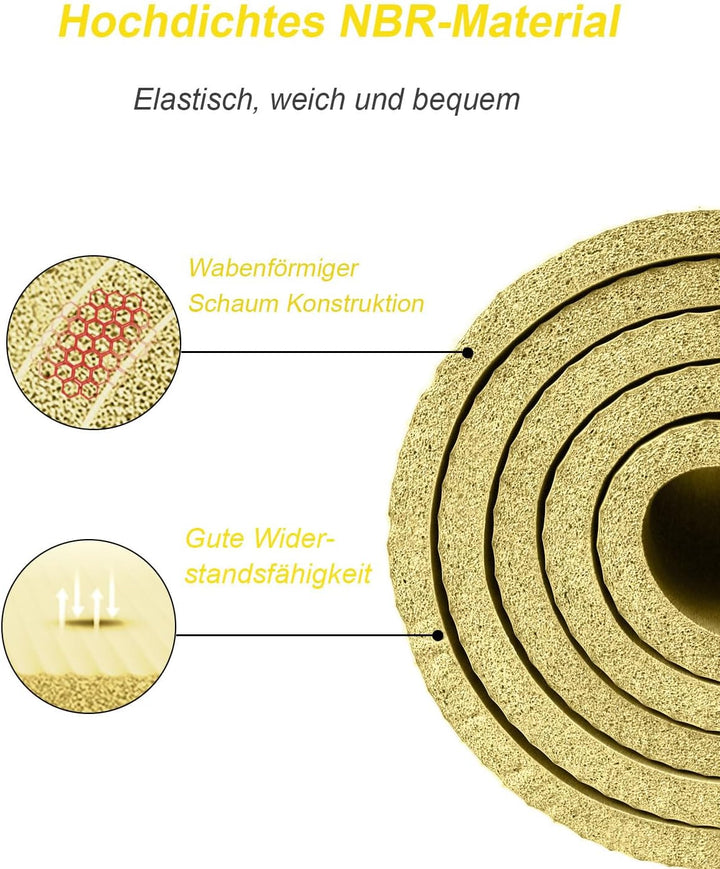Yogamatte XXL 200x130cm NBR Gymnastikmatte 10/15/20mm Dick Fitnessmatte Extra Gross Breit Sportmatte
