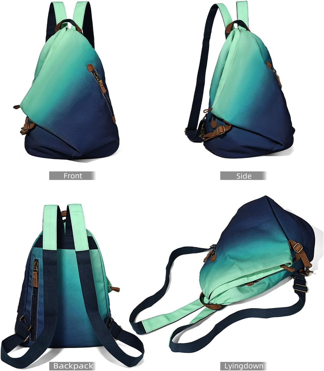 Retro Segeltuch Rucksack Canvas Vintage Rucksäcke Echtleder Daypack Reisetasche Schulterrucksack für
