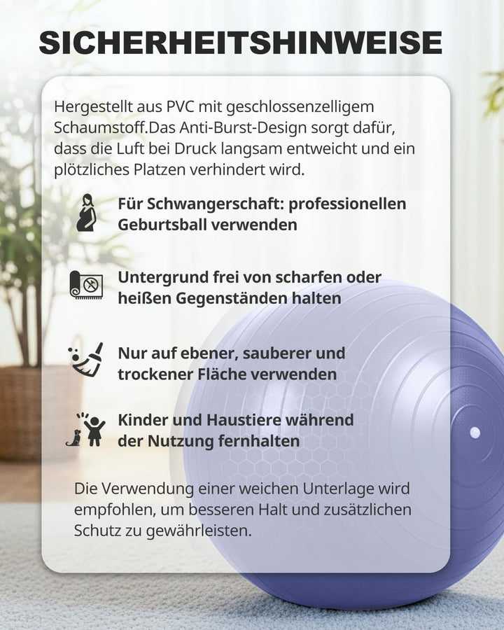 Trideer Gymnastikball – Sitzball, Pezziball &amp; Pilates Ball für Büro &amp; Rückentraining, Balance Ball f
