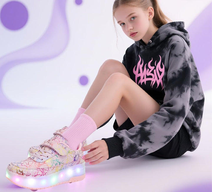 HUSKSWARE Rollschuhe Schuhe Jungen Mädchen Mit 4 Rollen Skateboardschuhe, verstellbar Jugend Schuhe